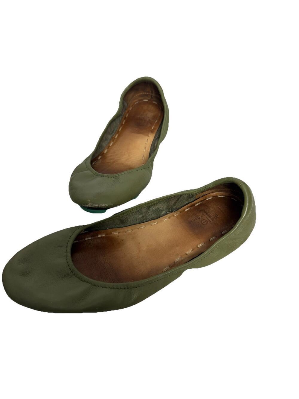 Tieks By Gavrieli Women's Size 7 Olive Green Leather Ballet Flats Slip On EUC